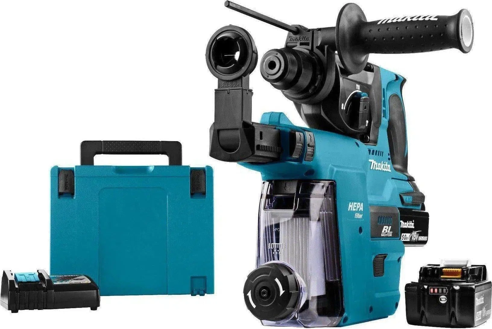 Makita DHR242RTJW Accu combihamer SDS-Plus 2,0J + stofafzuiging 18V 5.0Ah in Mbox