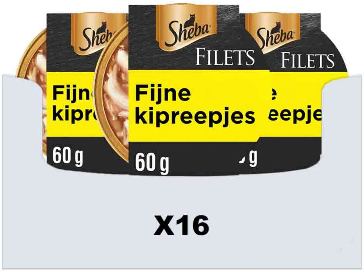 16x Sheba Filets Kattenvoer Natvoer Kipfilet Stukjes in Saus 60 gr
