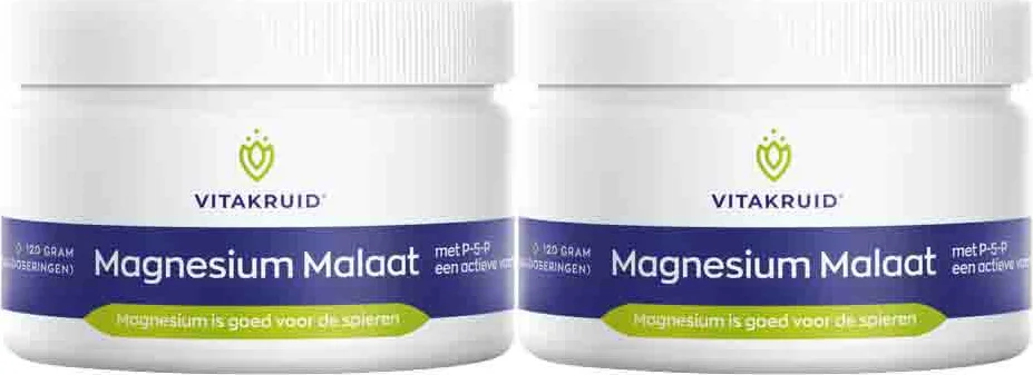 2x Vitakruid Magnesium Malaat met P-5-P 120 gr