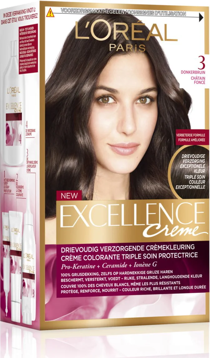 L'Oréal Excellence Crème Permanente Crèmekleuring 3 Donkerbruin