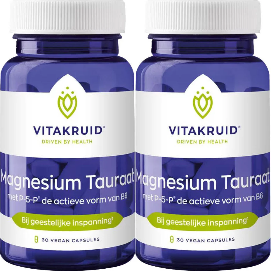 2x Vitakruid Magnesium Tauraat met P-5-P 30 vegancapsules