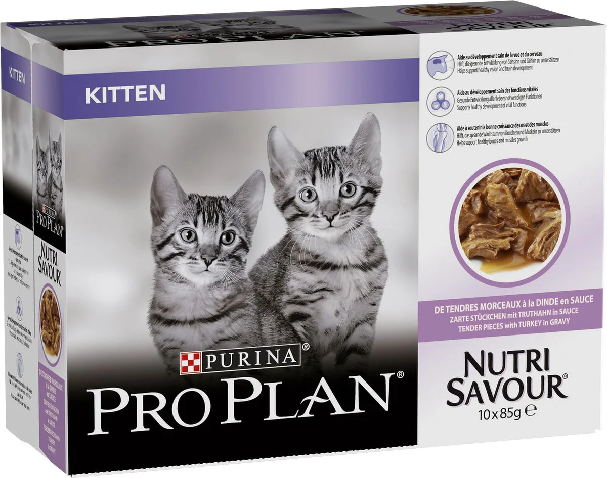 Pro Plan Kattenvoer Nat Junior Nutrisavour Kalkoen 10 x 85 gr