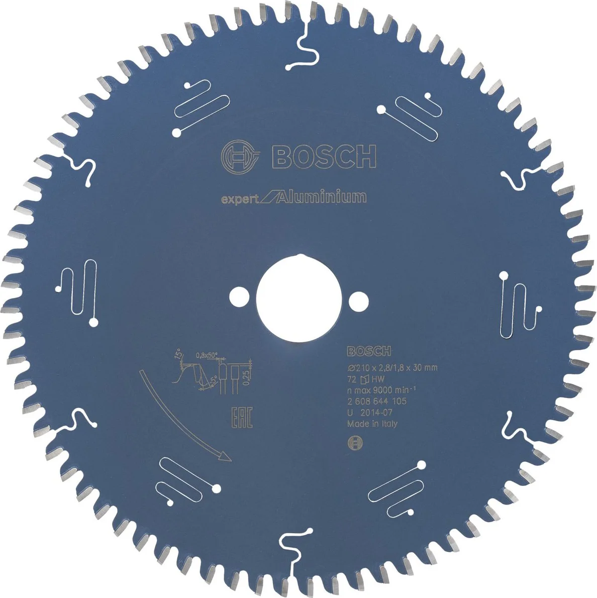 Bosch Professional Cirkelzaagblad EXPERT Aluminium | Ø 210 x 2,8 x 30mm 72T - 2608644105