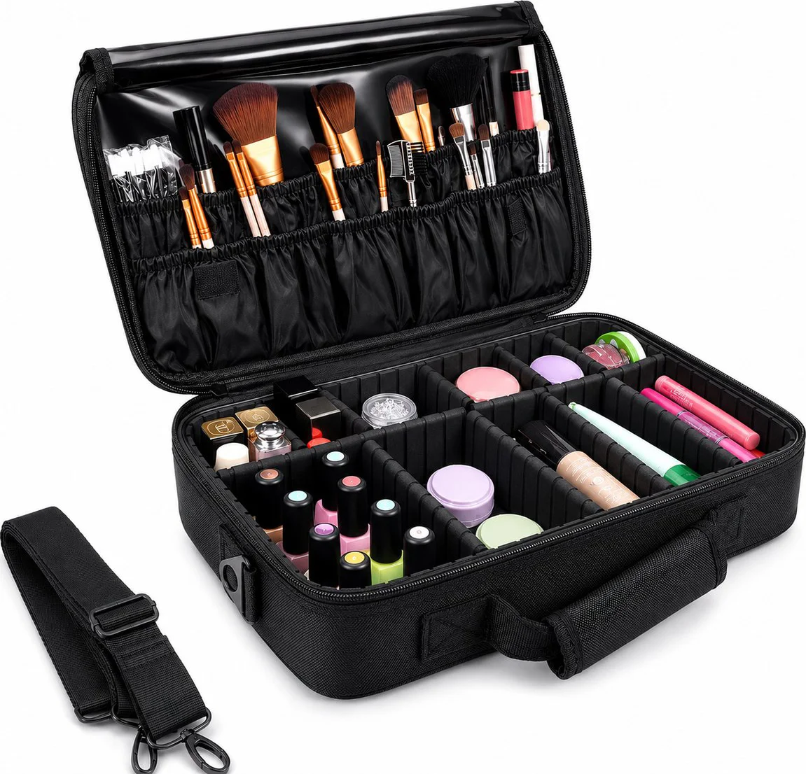 Confibel Cosmetica Koffer - Make-up Koffer met verstelbare vakken - Visagie en Nagelstyliste Beauty Koffer - 40x30x14CM