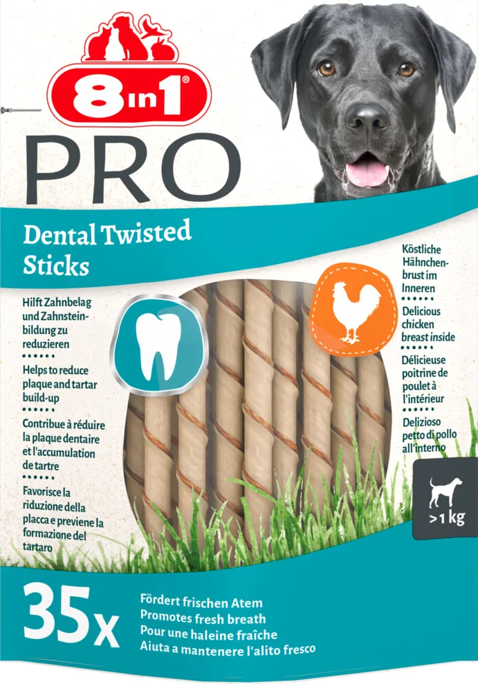 8in1 Delights Pro Dental Twist Sticks Kip 35 stuks