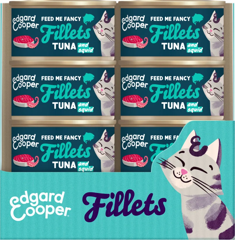 24x Edgard & Cooper Kattenvoer Fillets Tonijn - Inktvis 70 gr