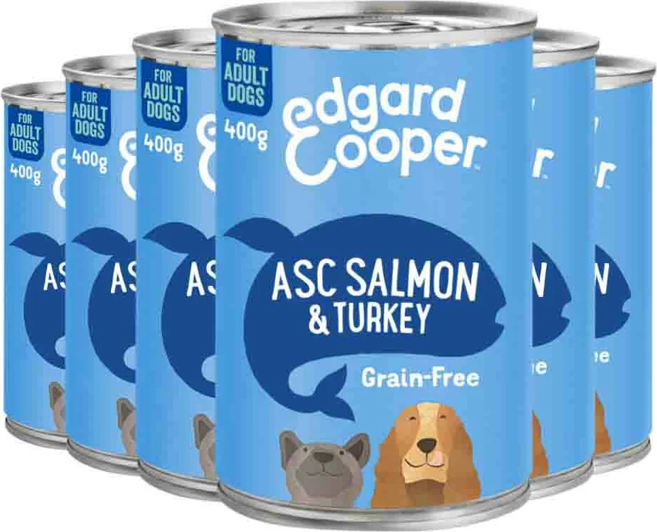 6x Edgard & Cooper Blik Vers Vlees Hondenvoer Zalm - Kalkoen 400 gr