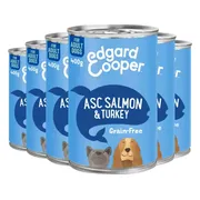 6x Edgard & Cooper Blik Vers Vlees Hondenvoer Zalm - Kalkoen 400 gr