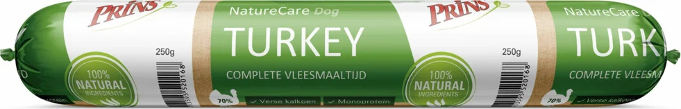 Prins NatureCare Hypoallergeen Hondenvoer Worst Kalkoen 250 gr