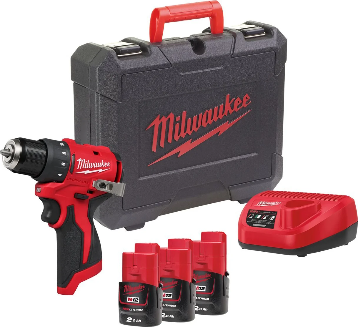 Milwaukee M12 BLDDRC-203C Accu schroefboormachine 12V 3x 2.0Ah in koffer - 4933499685