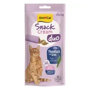 8x GimCat Kattensnack Cream Duo Tonijn & Gras 6 x 15 gr