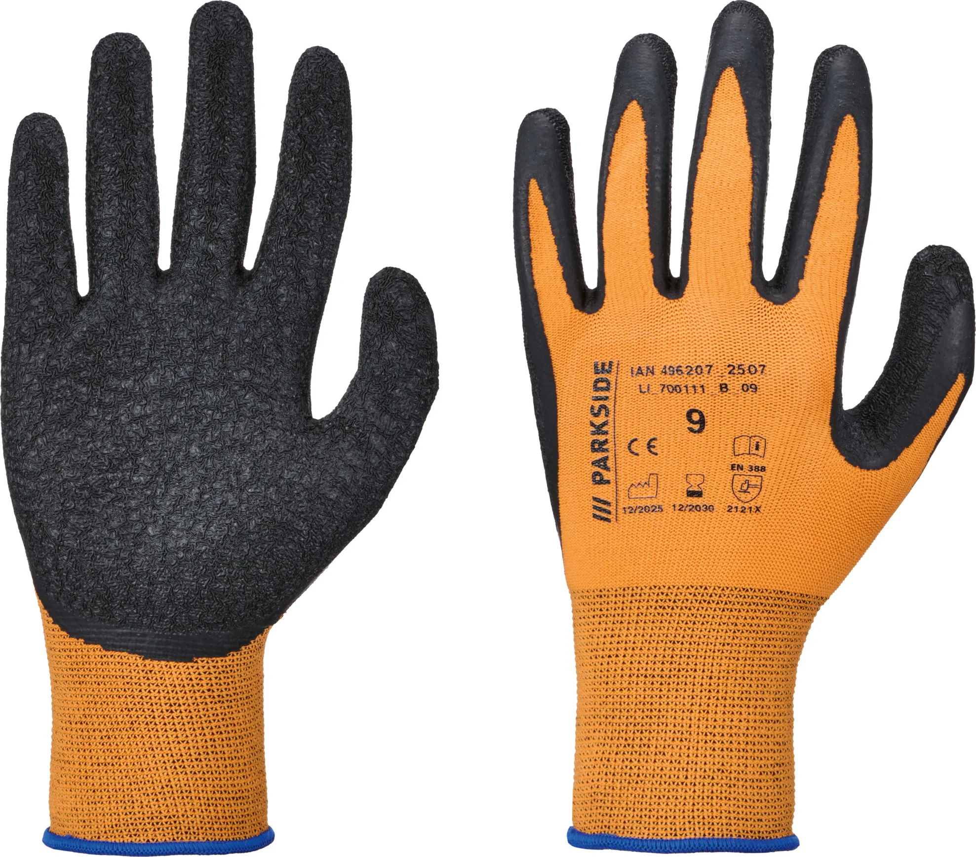 PARKSIDE Werkhandschoenen met latex coating (Oranje, 9)