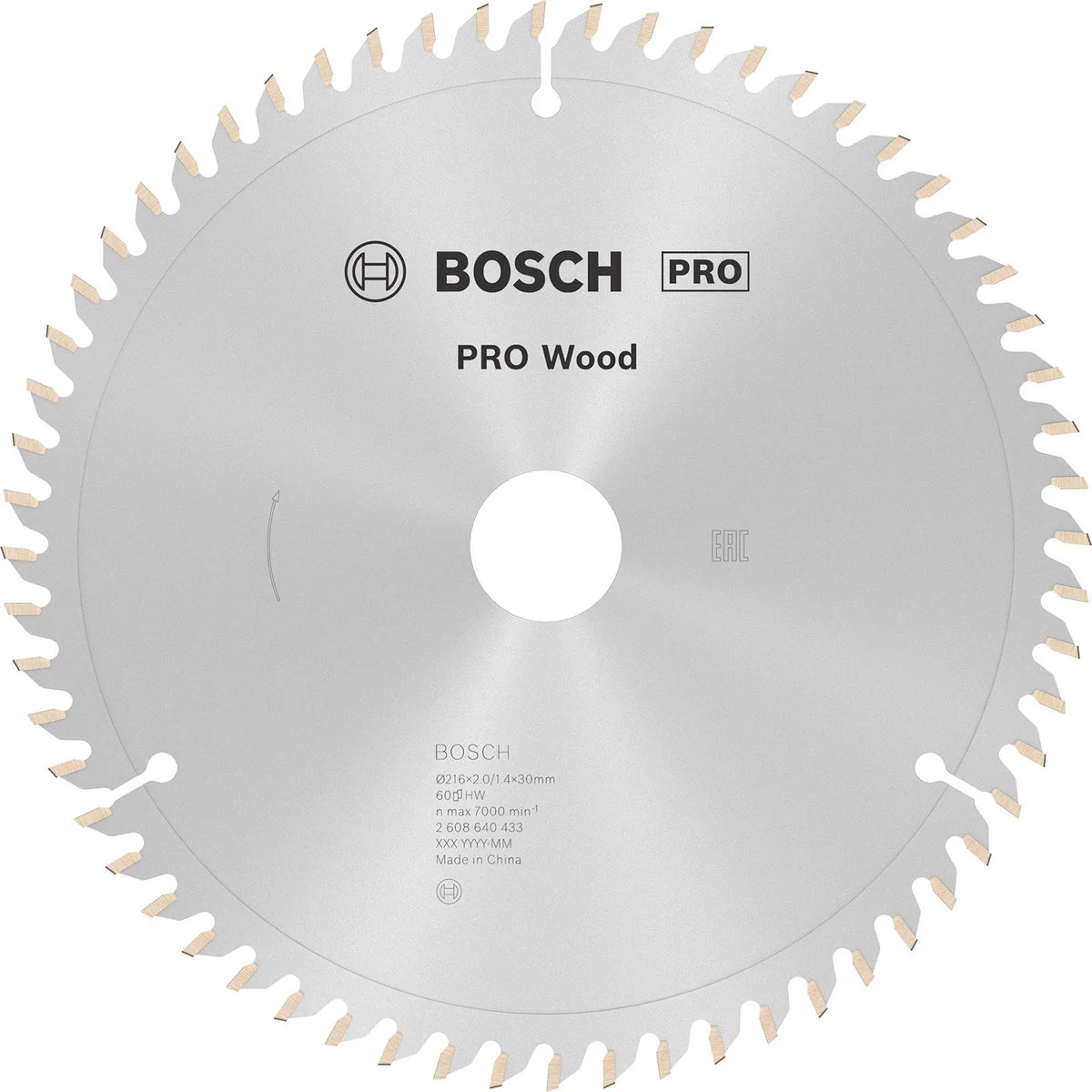 Bosch Professional Cirkelzaagblad PRO Wood | Ø 216 x 2,0 x 30mm 60T - 2608640433