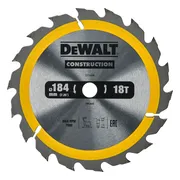 DeWALT Cirkelzaagblad voor Hout | Construction | Ø 184mm Asgat 16mm 18T - DT1938-QZ