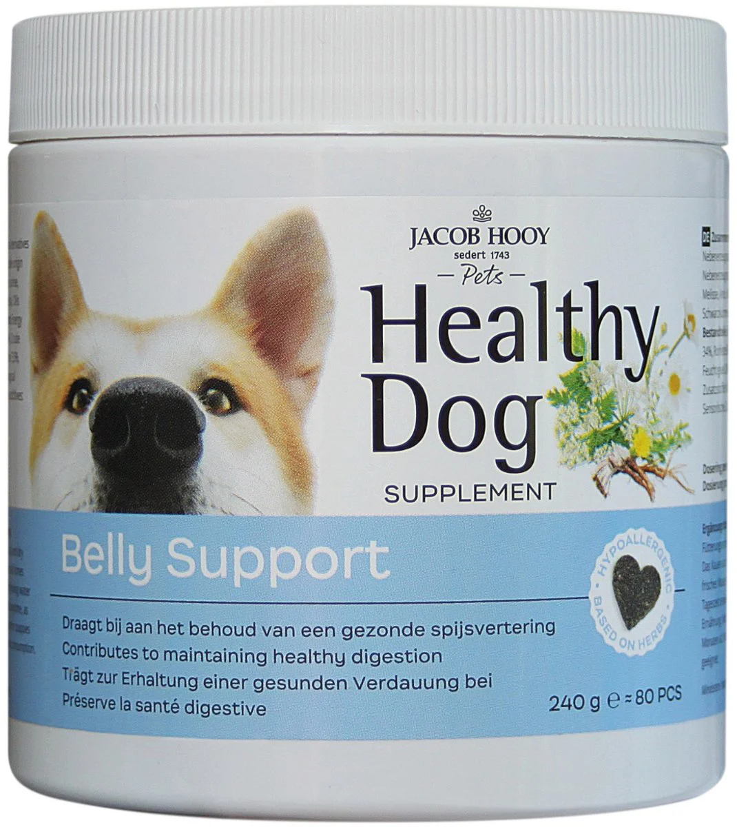 Jacob Hooy Pets Healthy Dog Belly Support 80ST
