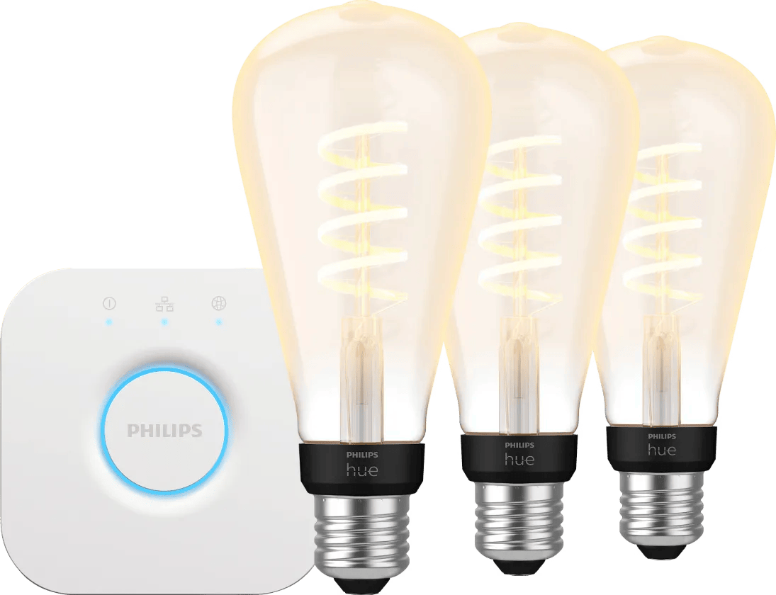 Philips Hue Filament White Ambiance Edison XL 3-Pack + Bridge