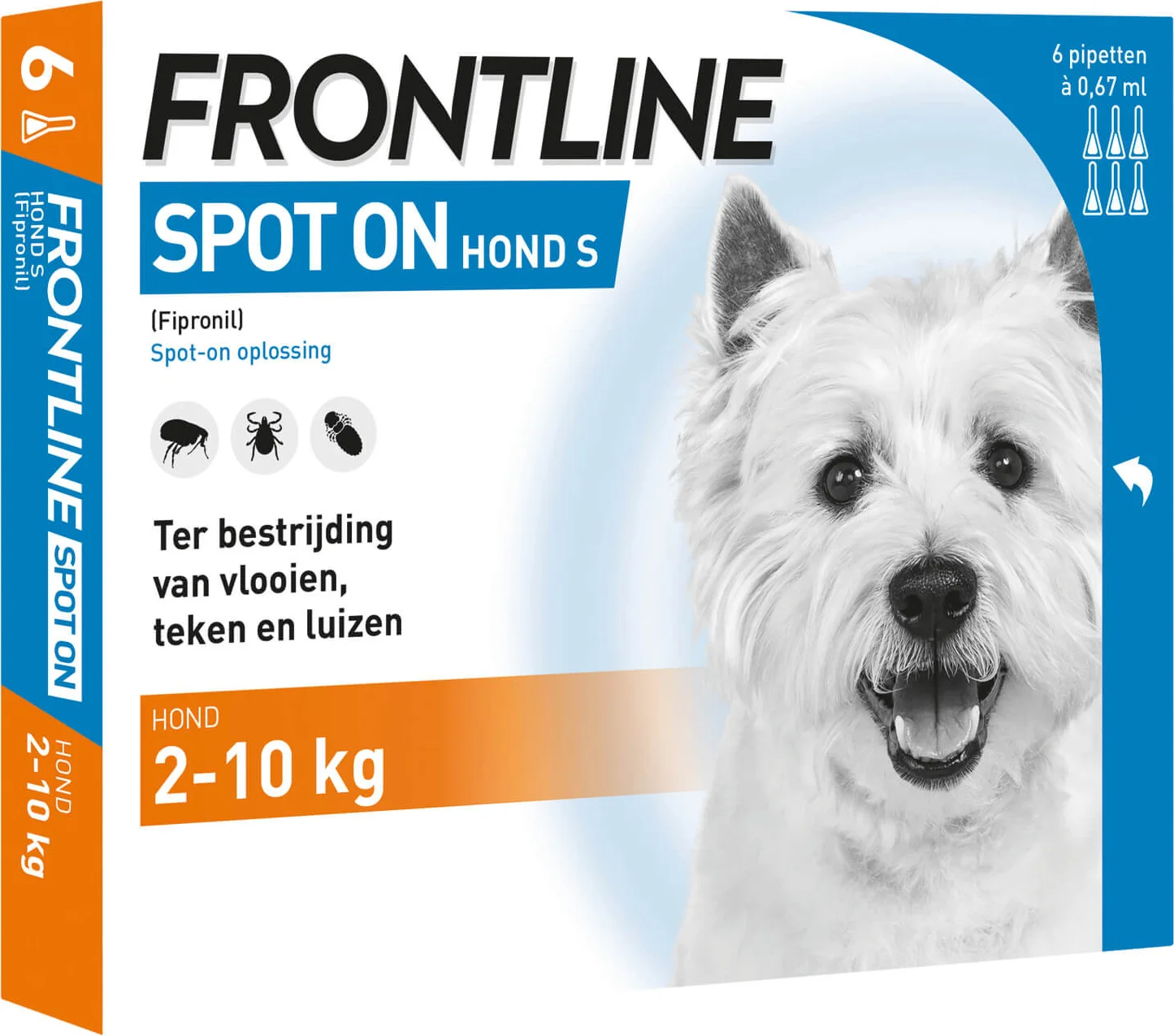Frontline Spot On Anti Vlooien en Teken Druppels Hond 2 - 10 kg 6 pipetten