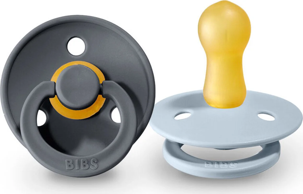 BIBS Fopspeen 0-6 Maanden Iron/Baby Blue 2ST