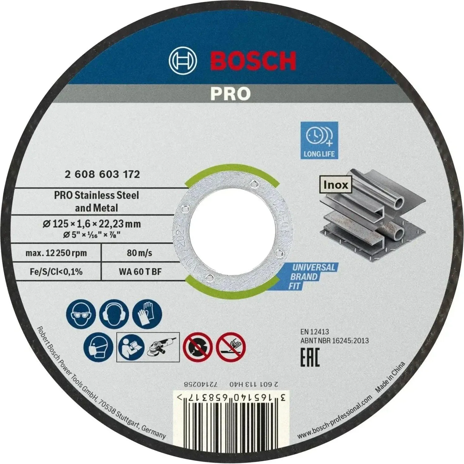 Bosch Professional Doorslijpschijf PRO Stainless Steel and Metal 125x22,23mm VE=1 - 2608603172