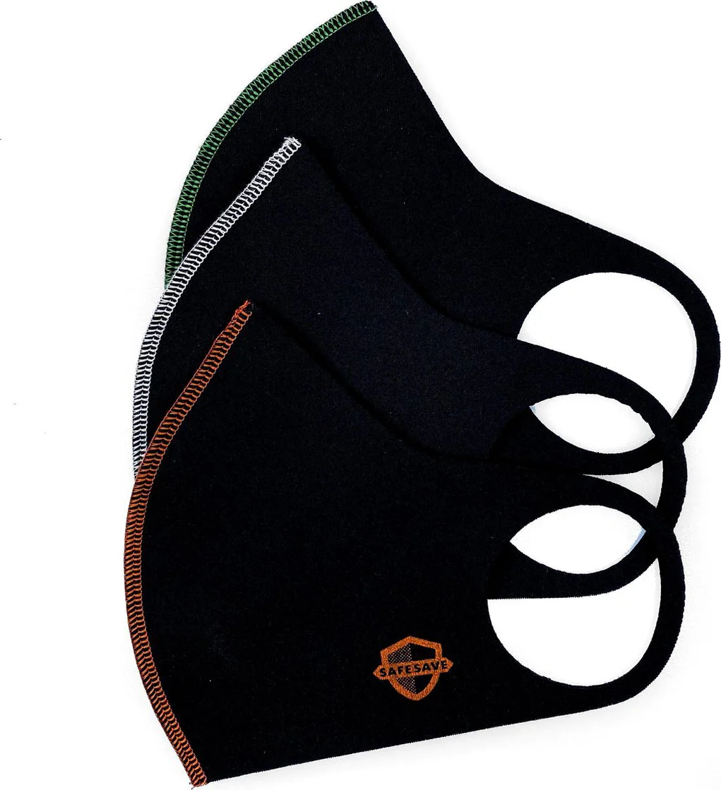 SAFESAVE niet medisch neon zwart mondkapje wasbaar en herbruikbaar- modieuze mondkapjes met print- duurzaam neopreen stoffen mondmaskers- unisex ov geschikt face mask boven 13 jaar-3 stuks