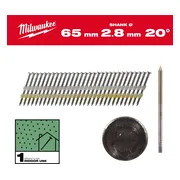 Milwaukee Rondkopnagels 20° 65 x 2,8mm | ring schacht | helder VE=2000 - 4932492587