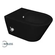 Wiesbaden Stereo Wandcloset Rimless met Bidetkraan - Mat Zwart