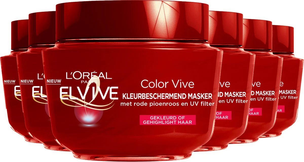6x L'Oréal Elvive Color Vive Haarmasker 300 ml