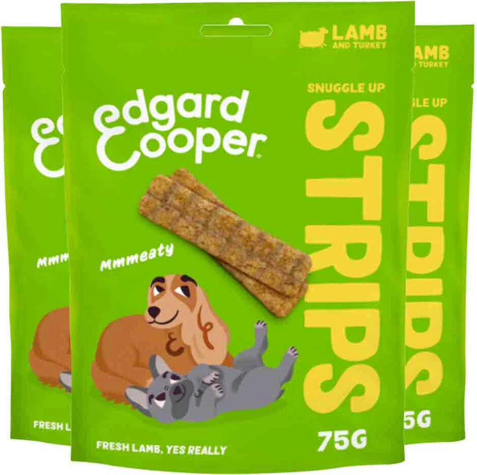 3x Edgard & Cooper Adult Strips Lam & Kalkoen 75 gr