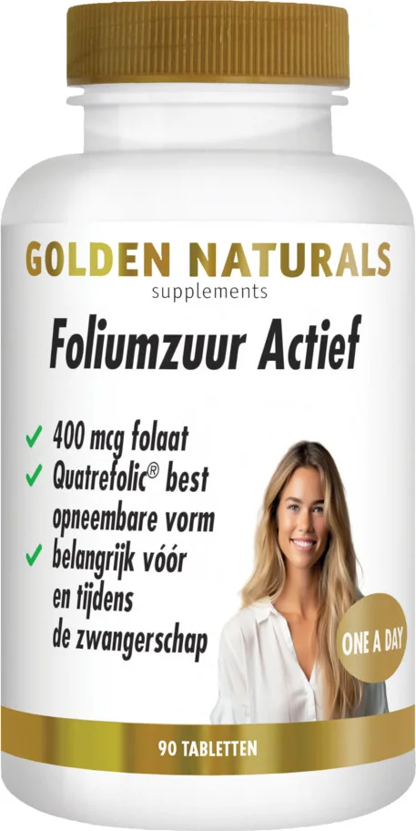 2x Golden Naturals Foliumzuur Actief Vegan 90 tabletten