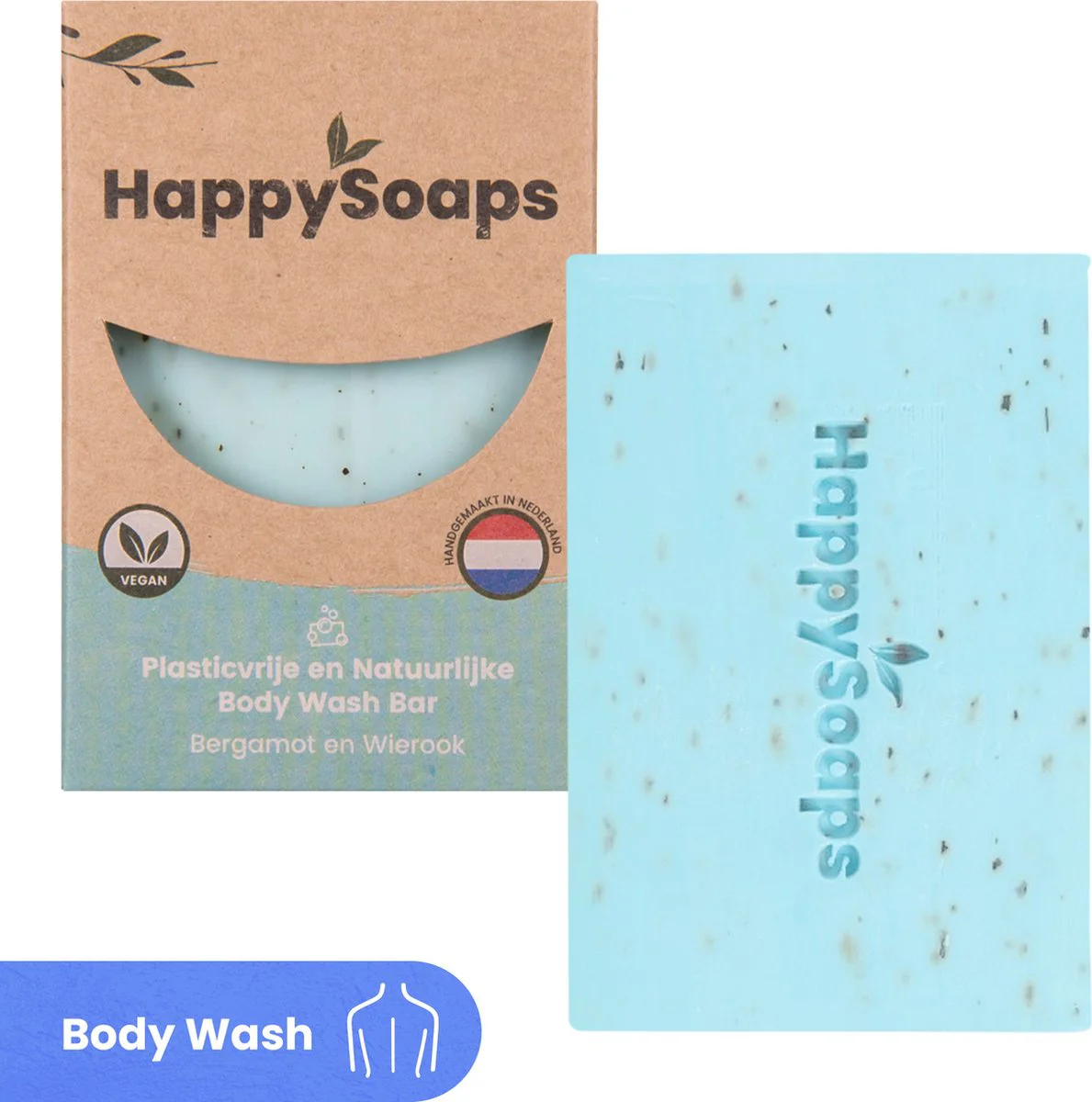 HappySoaps Bergamot & Wierook Body Wash Bar 100GR