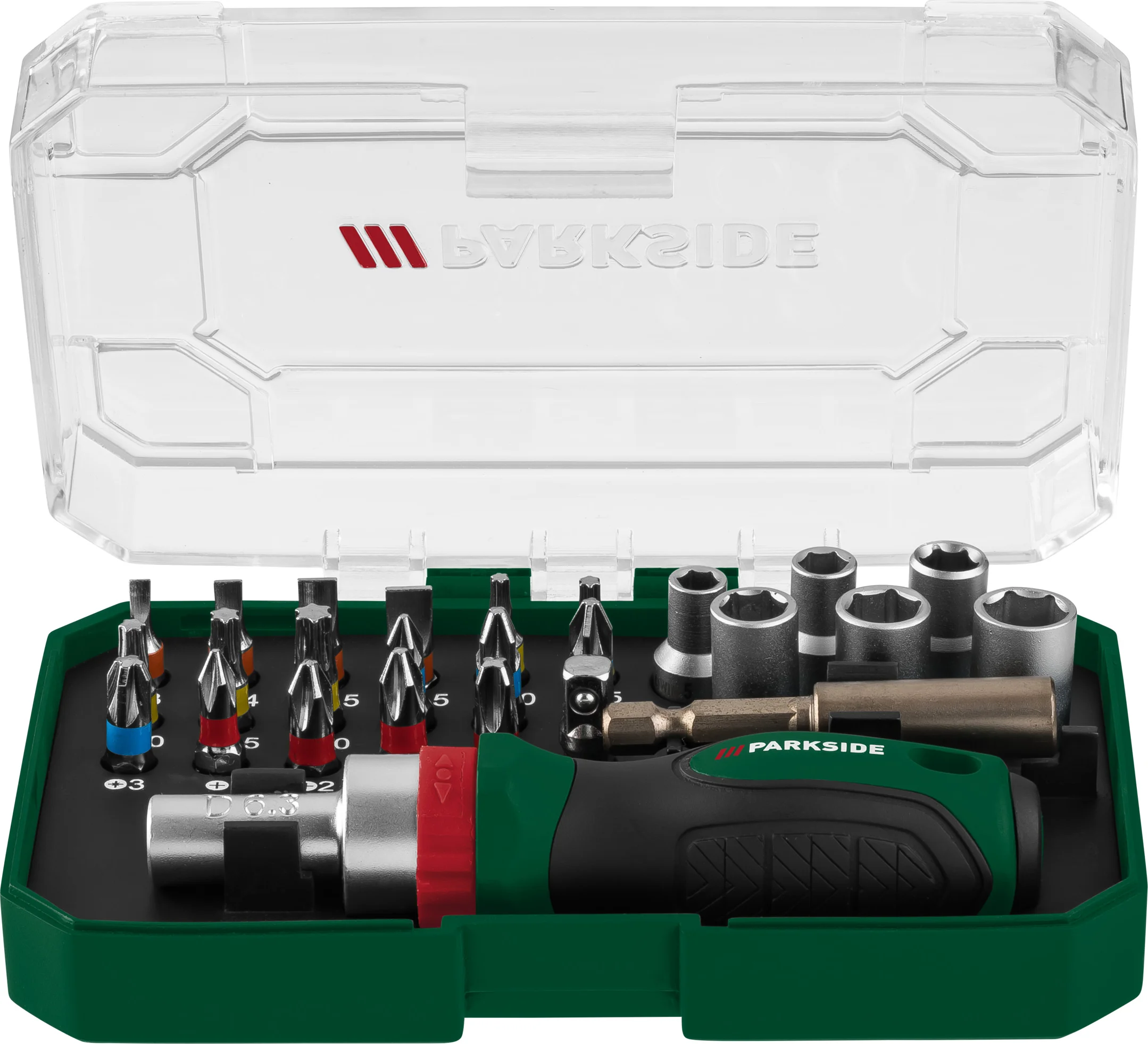 PARKSIDE Ratel-bitset, bitset of bit- en dopsleutelset (Bit- en dopsleutelset 6,3 mm)