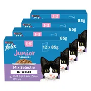 4x Felix Kattenvoer Nat in Gelei Original Junior Mix 12 stuks