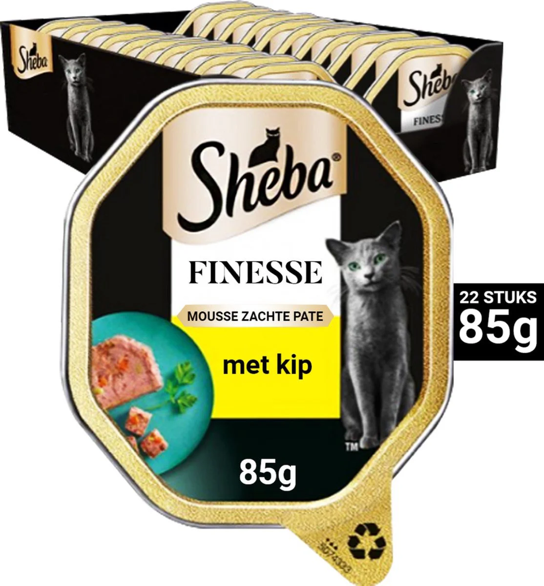 22x Sheba Finesse Kattenvoer Natvoer Mousse Kip Kuipjes 85 gr