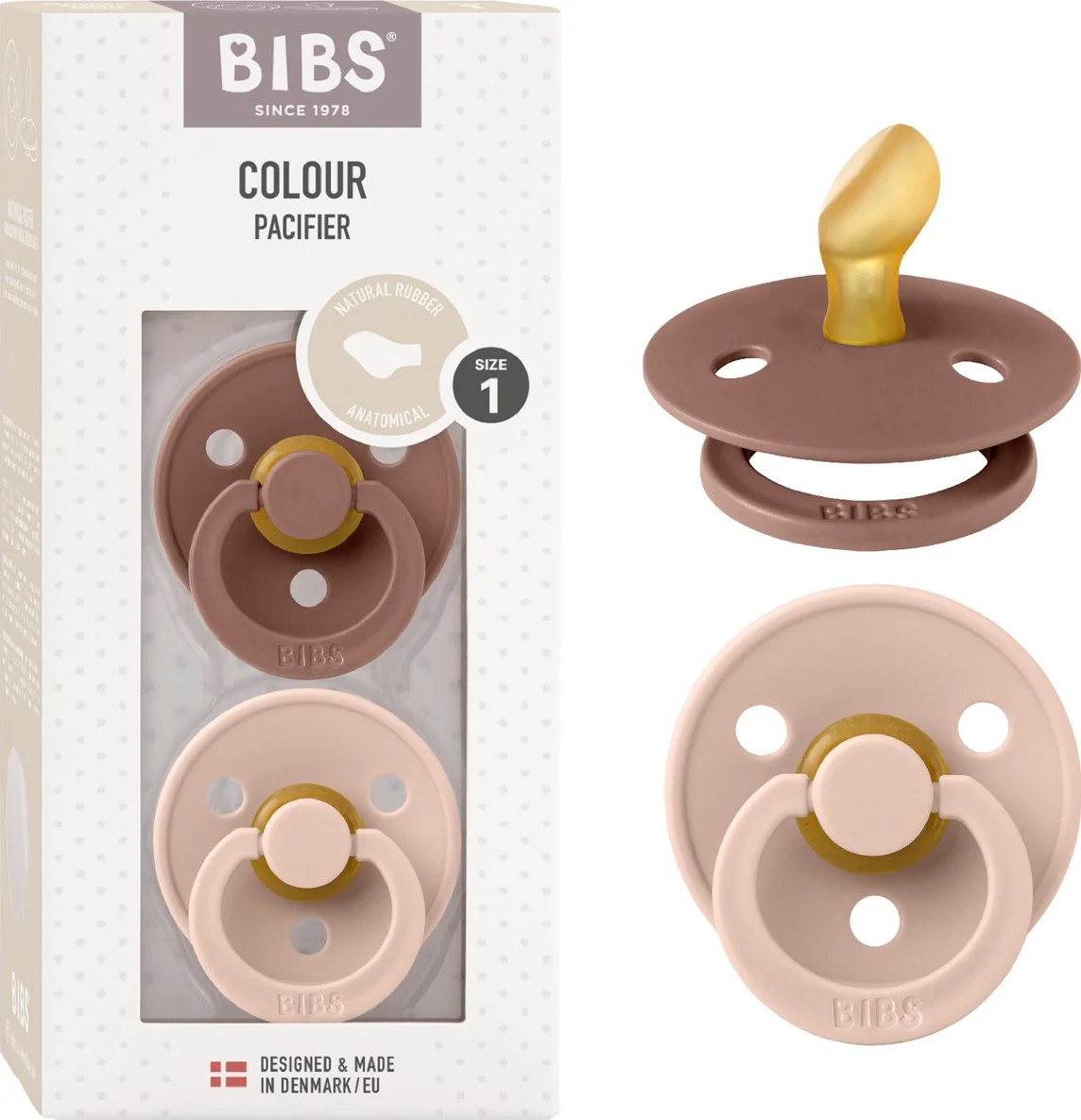 BIBS Fopspeen 0-6 Maanden Anatomic Blush/Woodchuck 2ST