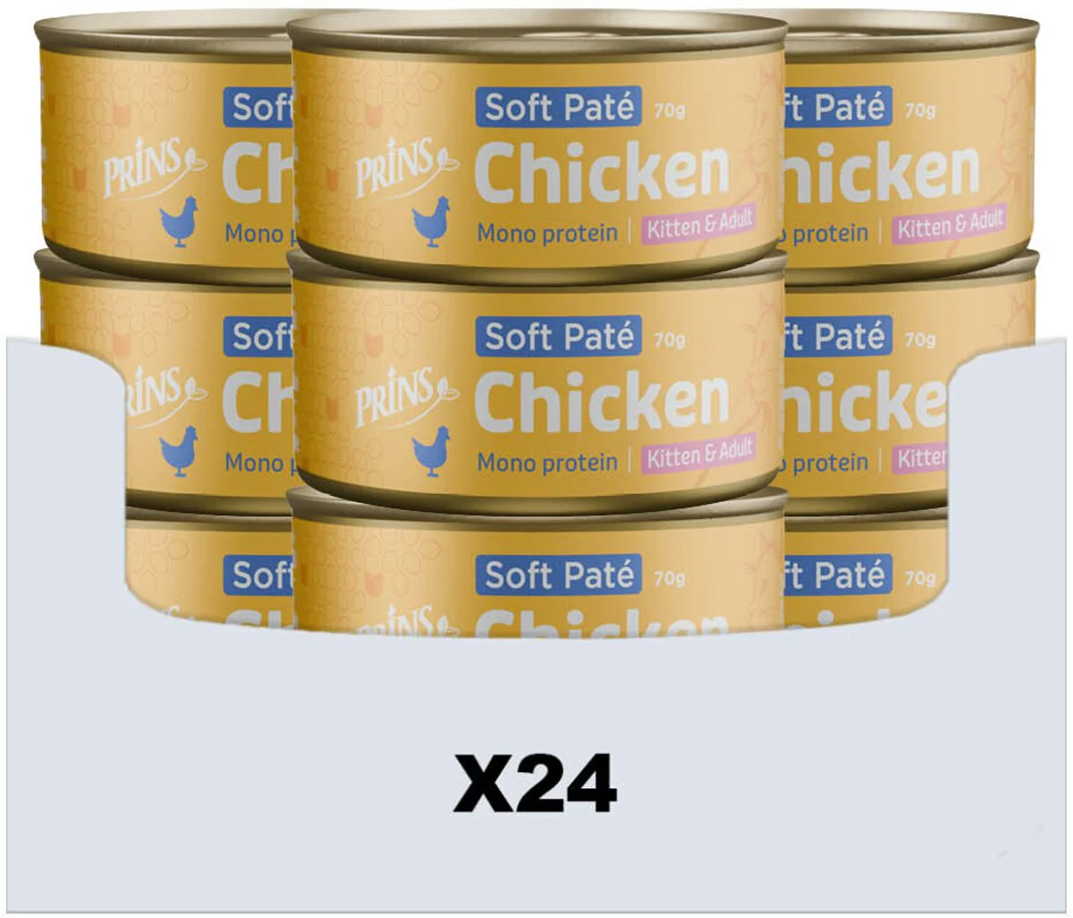 24x Prins Soft Paté Kattenvoer Nat Kip 70 gr