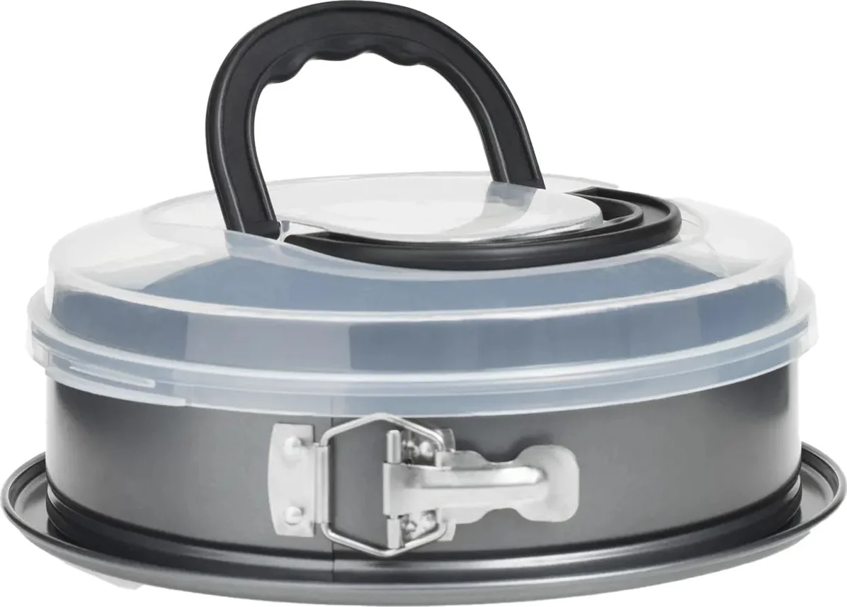 5five Taarten bakvorm/springvorm - metaal - grijs - 26 cm - taarten bakken - anti aanbak laag - 3 in 1 springvorm - met deksel