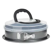 5five Taarten bakvorm/springvorm - metaal - grijs - 26 cm - taarten bakken - anti aanbak laag - 3 in 1 springvorm - met deksel