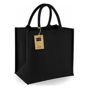 Jute boodschappentas - 14 liter - zwart - shopper - klein - 30 x 30 x 16 cm