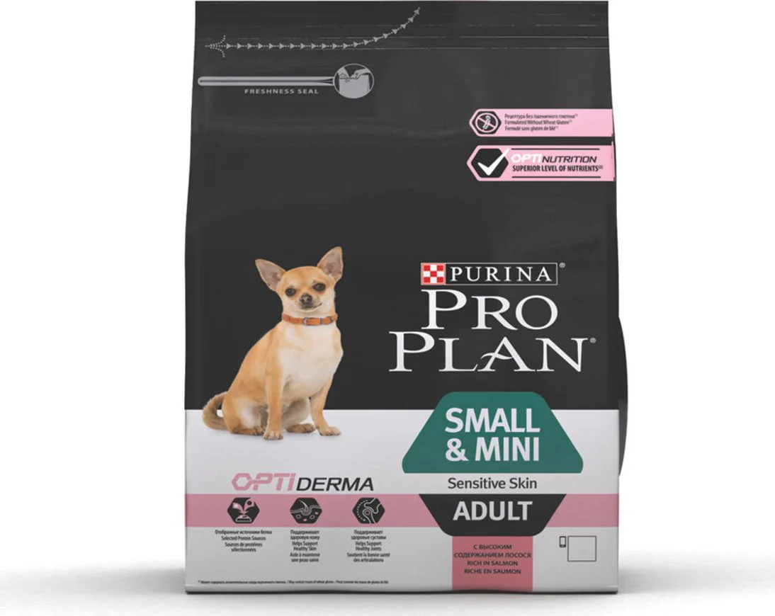 4x Pro Plan Hondenvoer Droog Adult Small & Mini Sensitive Skin Zalm 3 kg