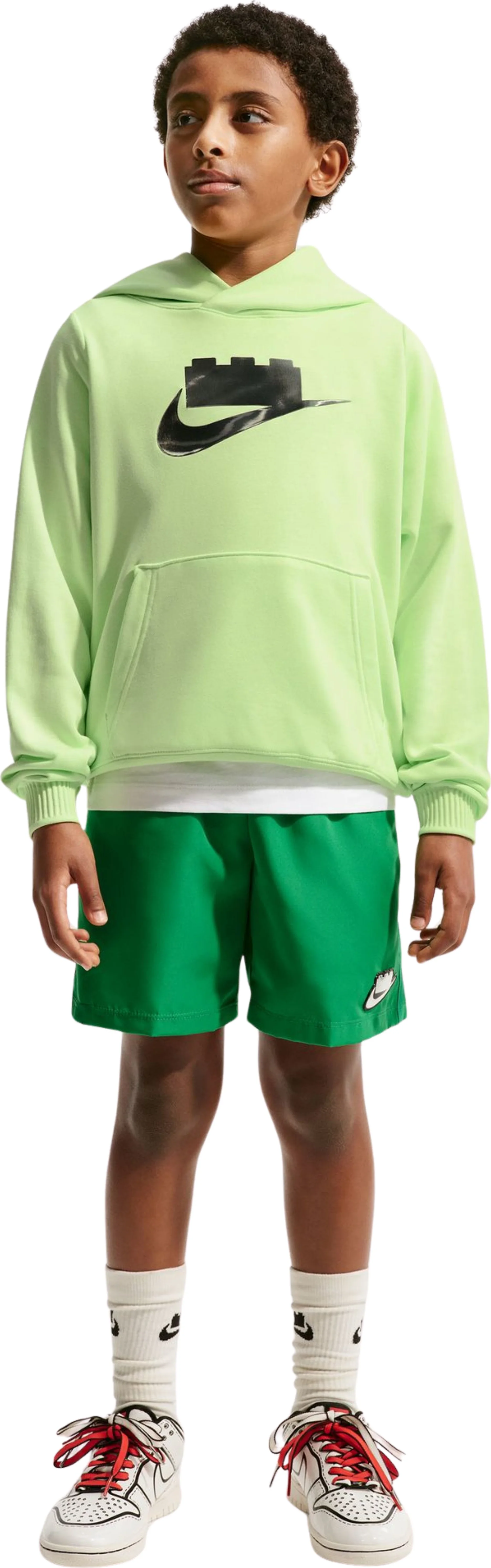 Nike x LEGO collectie hoodie voor oudere kinderen - limoengroen