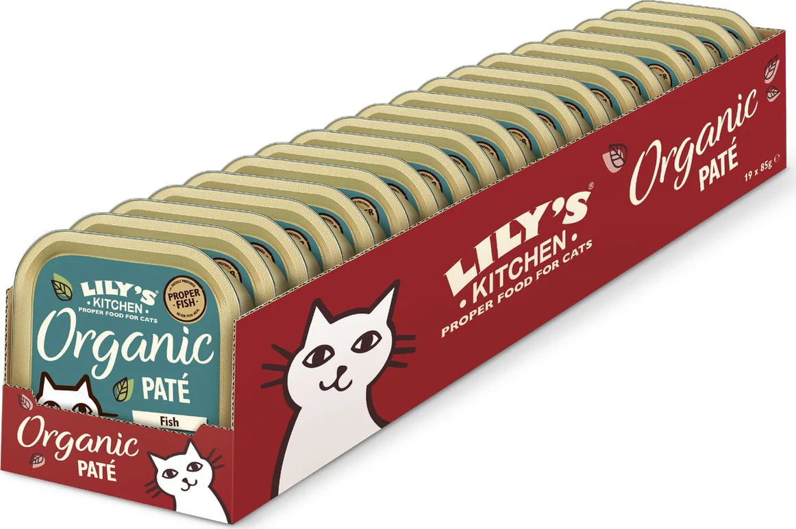 19x Lily's Kitchen Kattenvoer Nat Organic Paté Vis 85 gr