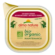 64x Almo Nature Bio Organic Maintenance Hondenvoer Nat Rund & Groenten 100 gr