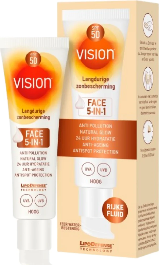 Vision Zonnebrand Face Fluid 5-in-1 SPF 50 50 ml