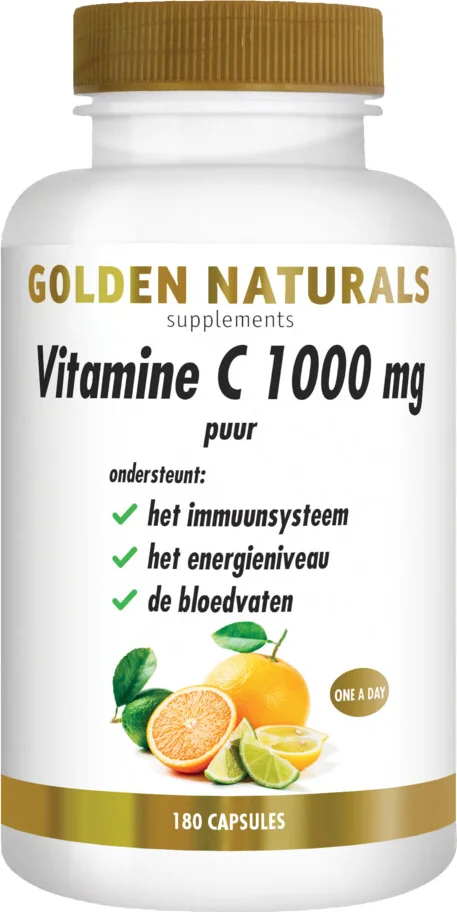 2x Golden Naturals Vitamine C Puur 1000mg 180 vegacapsules