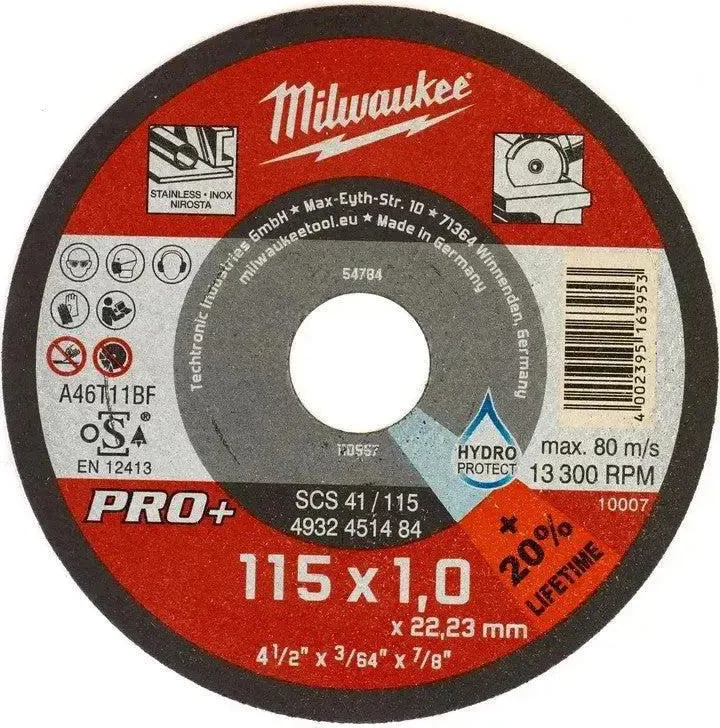 Milwaukee Dunne metaaldoorslijpschijven PRO+ SCS 41/115 x 1 x 22 mm 4932451484