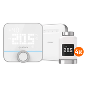 Bosch Slimme Radiatorknoppen 4-Pack + Smart Home Controller + Slimme Kamerthermostaat 230V