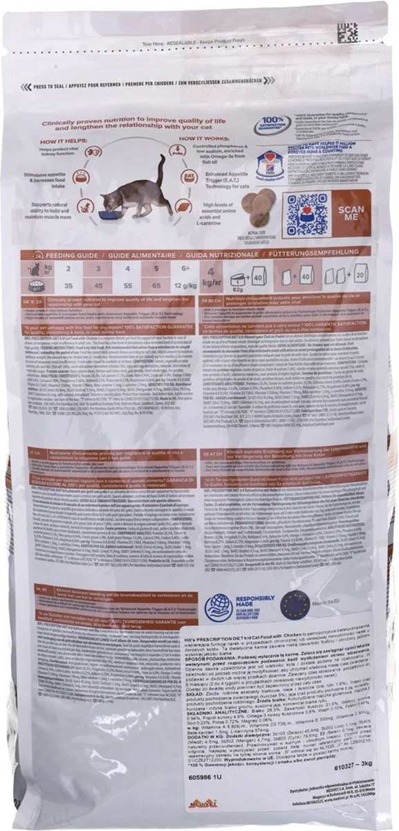 Hill's Prescription Diet k/d Kidney Care Kattenvoer Droog Kip 3 kg