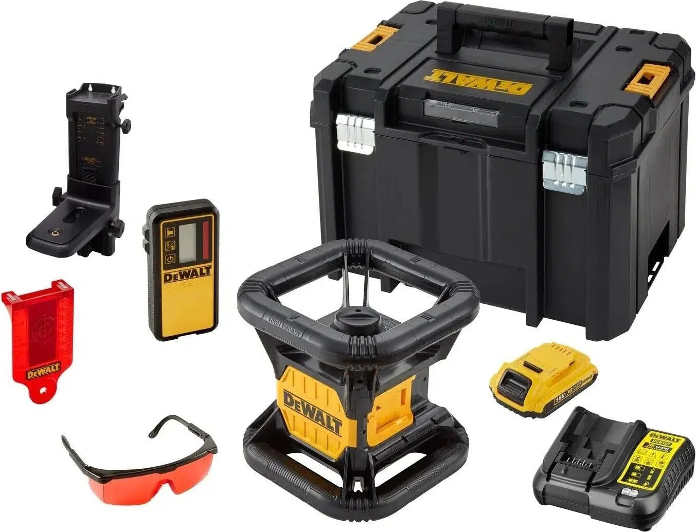 DeWALT DCE074D1R Volautomatische roterende laser rood 18V XR 2.0Ah in TSTAK