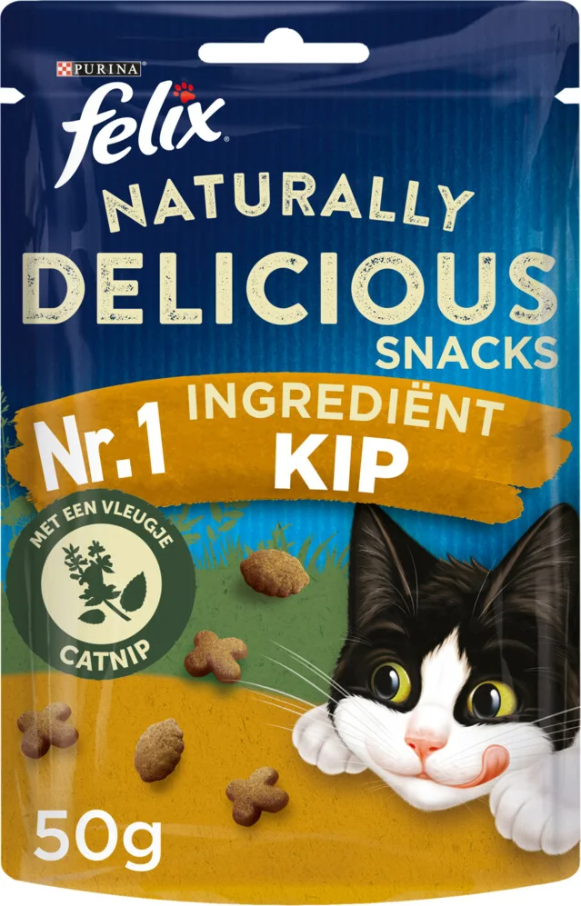 8x Felix Kattensnack Naturally Delicious Kip 50 gr