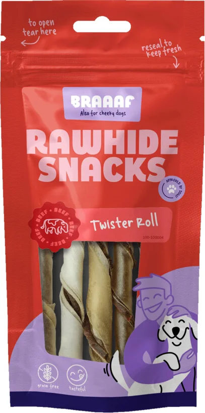 Braaaf Hondensnack Twister Rolls 14 cm 100 gr